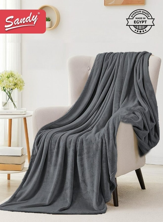 Sandy Lightweight Bedding Blanket, Single Size 220 x 170 cm, High Quality and Super Soft All Season Fleece Blanket, Optimal for Bed, Sofa, Couch and Home Decorations, Grey - Image 1